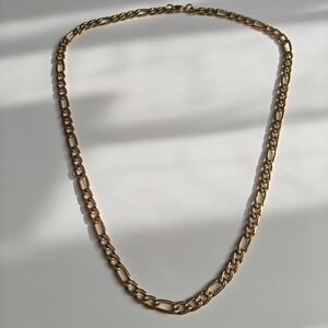 Gold Tone Stainless Steel Figaro Link Chain Necklace 22 Inch Men's Jewelry